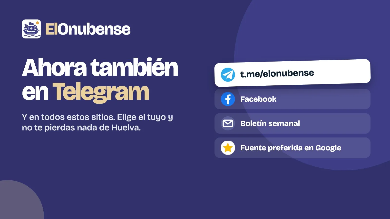 Cartel de ElOnubense: síguenos en Telegram, Facebook, el boletín por correo y Google.