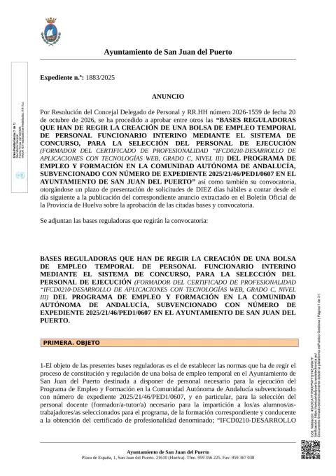 Imagen de la noticia: San Juan del Puerto busca formador para el programa Maestros Digitalizadores